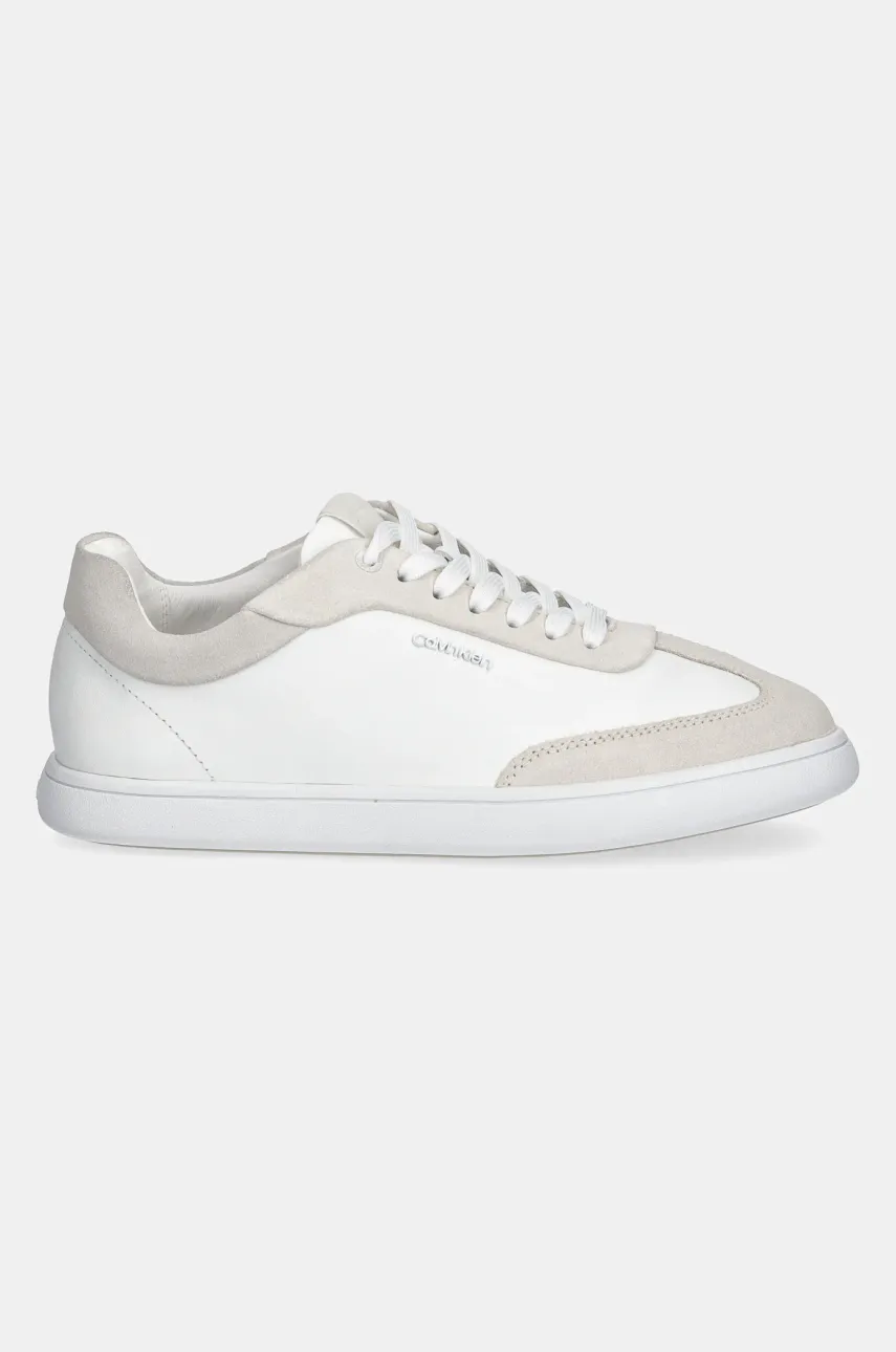 Кожаные кроссовки Calvin Klein CUPSOLE LACE UP - LTH SUE MIX цвет белый HW0HW02435 Кожаные кроссовки Calvin Klein CUPSOLE LACE UP - LTH SUE MIX цвет белый HW0HW02435