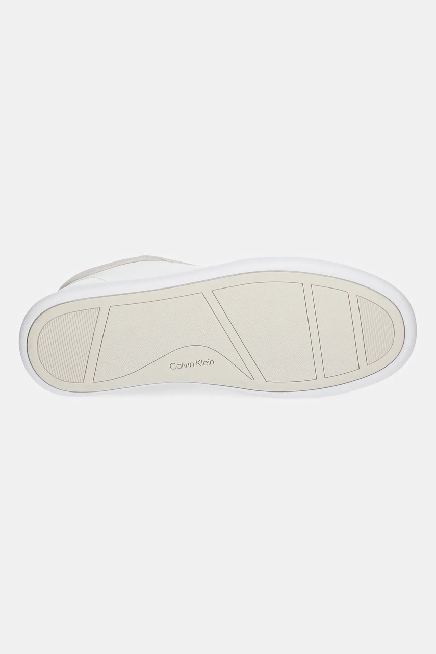 Δερμάτινα αθλητικά παπούτσια Calvin Klein CUPSOLE LACE UP - LTH SUE MIX χρώμα: άσπρο, HW0HW02435 φωτογραφία