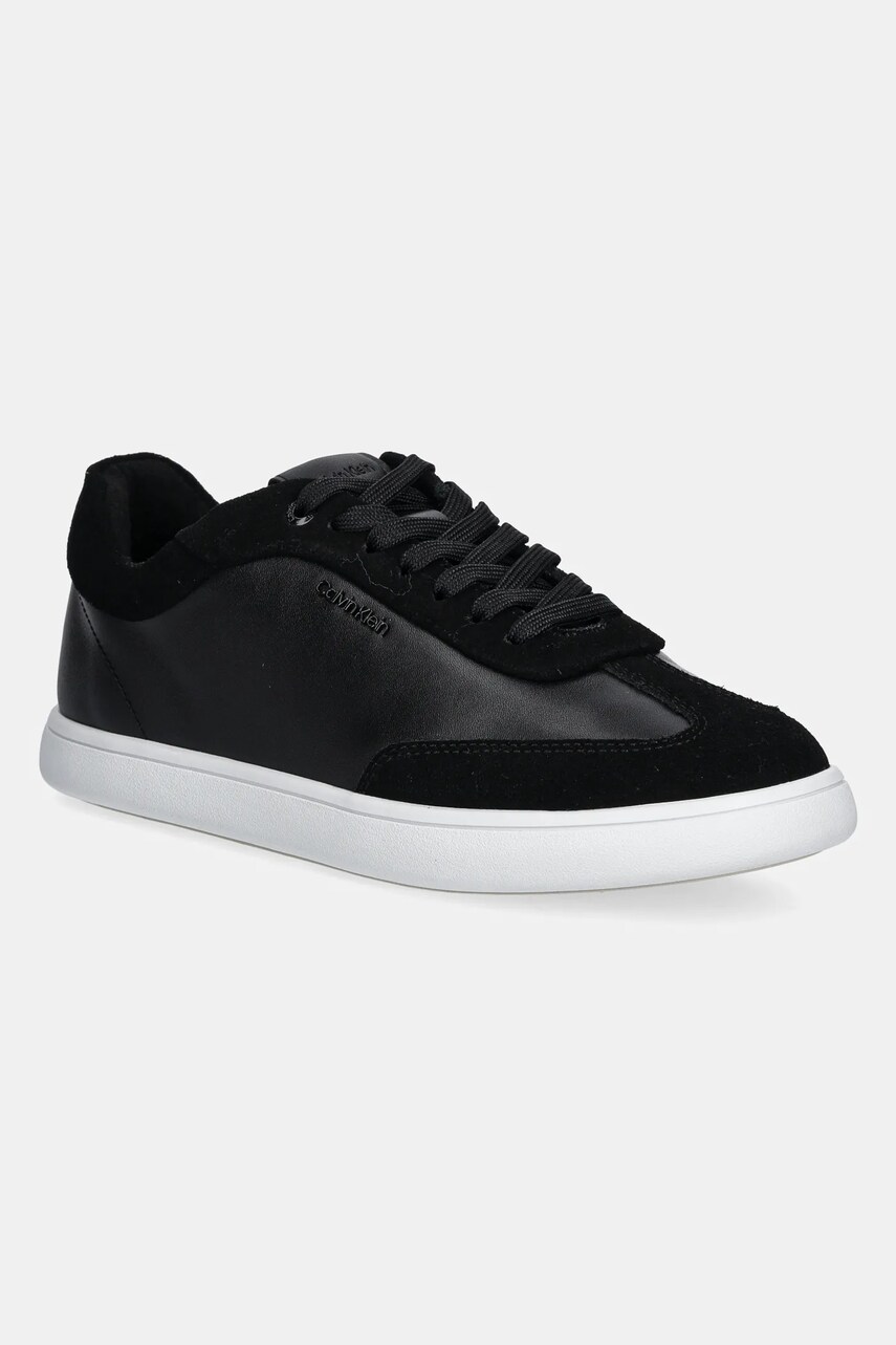 Levně Kožené sneakers boty Calvin Klein CUPSOLE LACE UP - LTH SUE MIX černá barva, HW0HW02435
