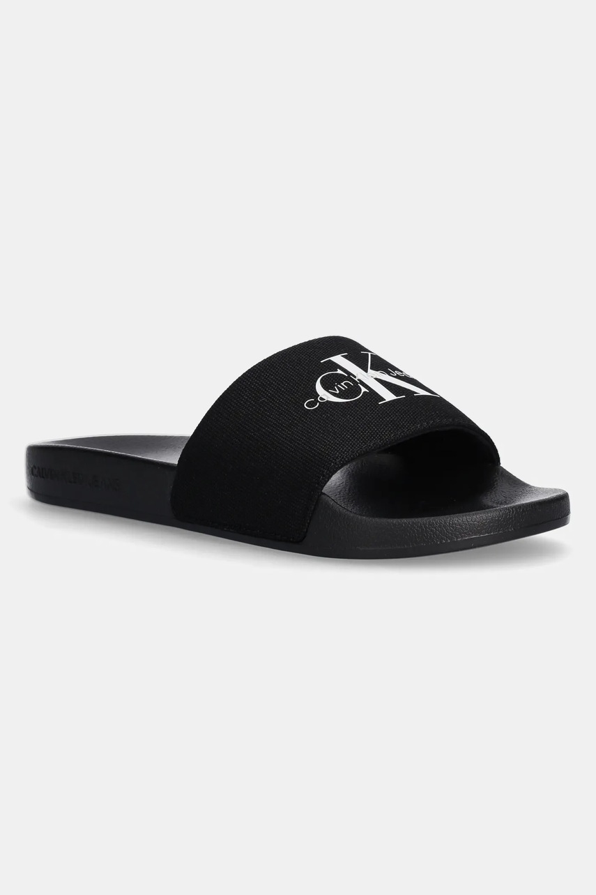 Levně Pantofle Calvin Klein Jeans SLIDE MONOGRAM WMNS dámské, černá barva, YW0YW01835