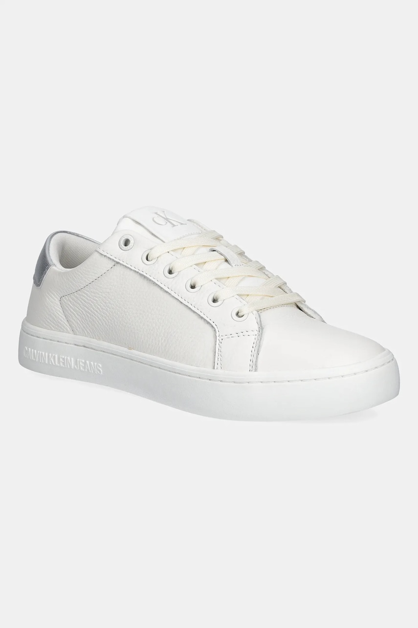 Levně Kožené sneakers boty Calvin Klein Jeans CLASSIC CUPSOLE LOW OHB bílá barva, YW0YW01799