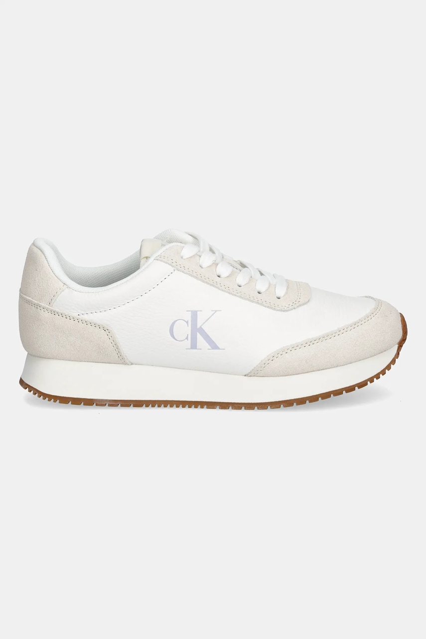 Кожаные кроссовки Calvin Klein Jeans RUNNER LACEUP LOW MIX MG цвет белый YW0YW01798 Кожаные кроссовки Calvin Klein Jeans RUNNER LACEUP LOW MIX MG цвет белый YW0YW01798
