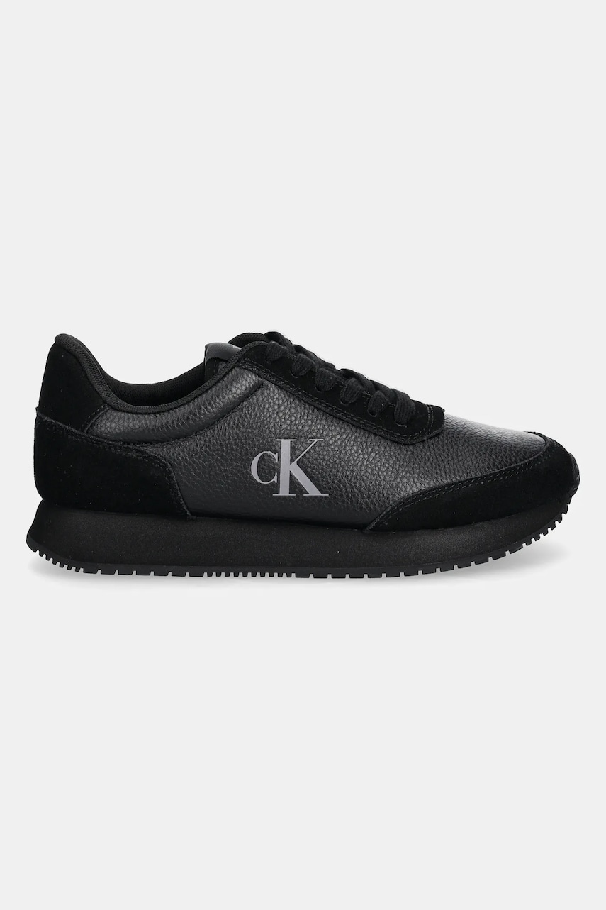 Кожаные кроссовки Calvin Klein Jeans RUNNER LACEUP LOW MIX MG цвет чёрный YW0YW01798 Кожаные кроссовки Calvin Klein Jeans RUNNER LACEUP LOW MIX MG цвет чёрный YW0YW01798