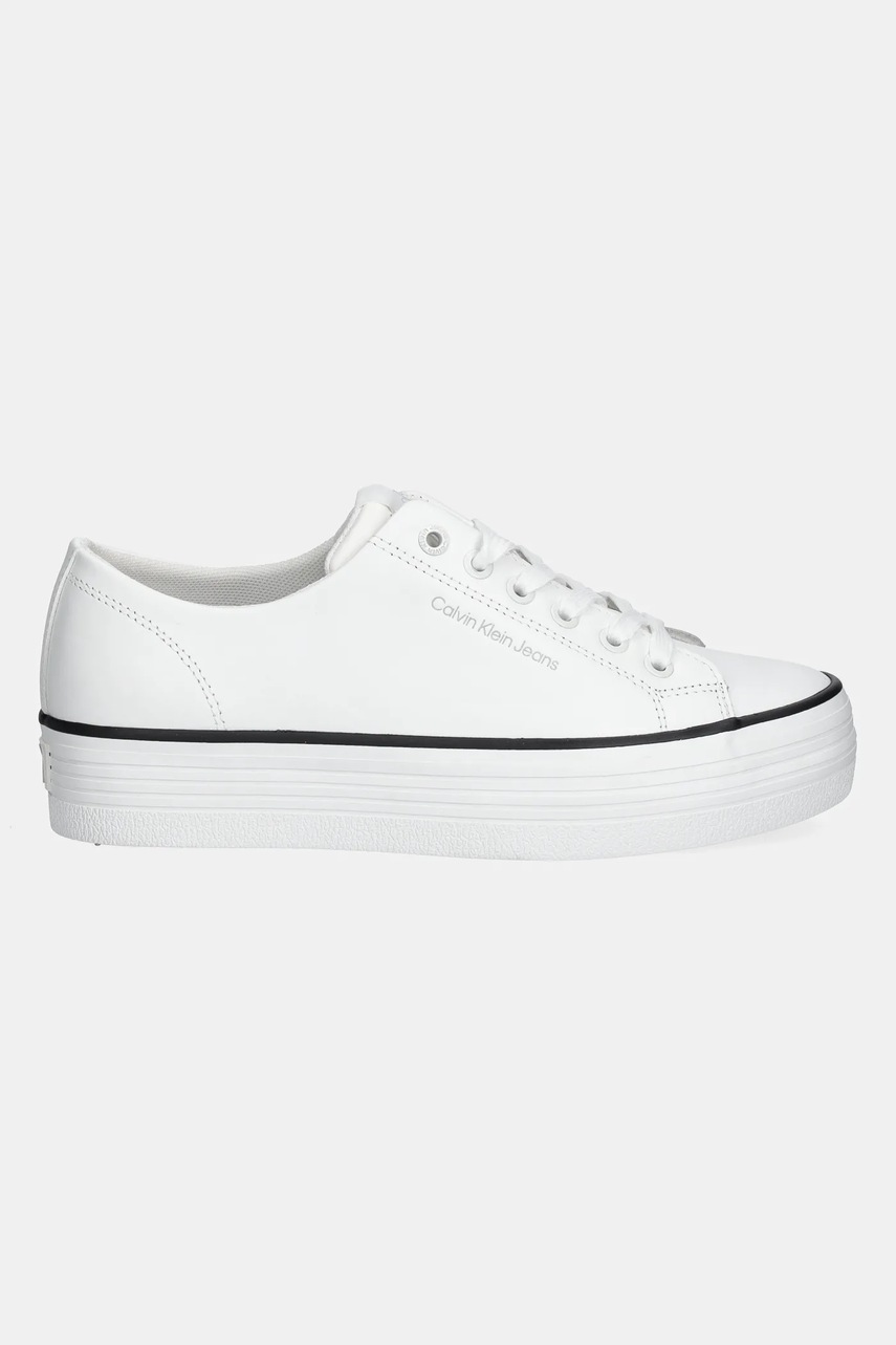 Кожаные кроссовки Calvin Klein Jeans BOLD VULC FLATF LOW LTH IN цвет белый YW0YW01633 Кожаные кроссовки Calvin Klein Jeans BOLD VULC FLATF LOW LTH IN цвет белый YW0YW01633