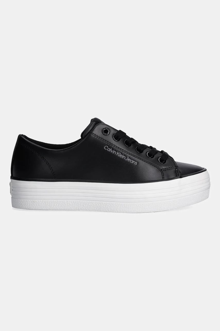 Кожаные кроссовки Calvin Klein Jeans BOLD VULC FLATF LOW LTH IN цвет чёрный YW0YW01633 Кожаные кроссовки Calvin Klein Jeans BOLD VULC FLATF LOW LTH IN цвет чёрный YW0YW01633