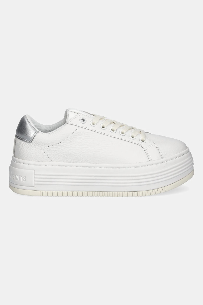 Кожаные кроссовки Calvin Klein Jeans BOLD FLATF LOW MIX OHB цвет белый YW0YW01632 Кожаные кроссовки Calvin Klein Jeans BOLD FLATF LOW MIX OHB цвет белый YW0YW01632