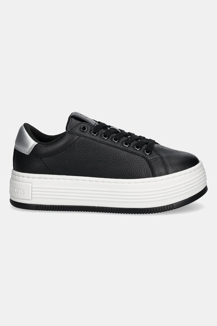 Кожаные кроссовки Calvin Klein Jeans BOLD FLATF LOW MIX OHB цвет чёрный YW0YW01632 Кожаные кроссовки Calvin Klein Jeans BOLD FLATF LOW MIX OHB цвет чёрный YW0YW01632