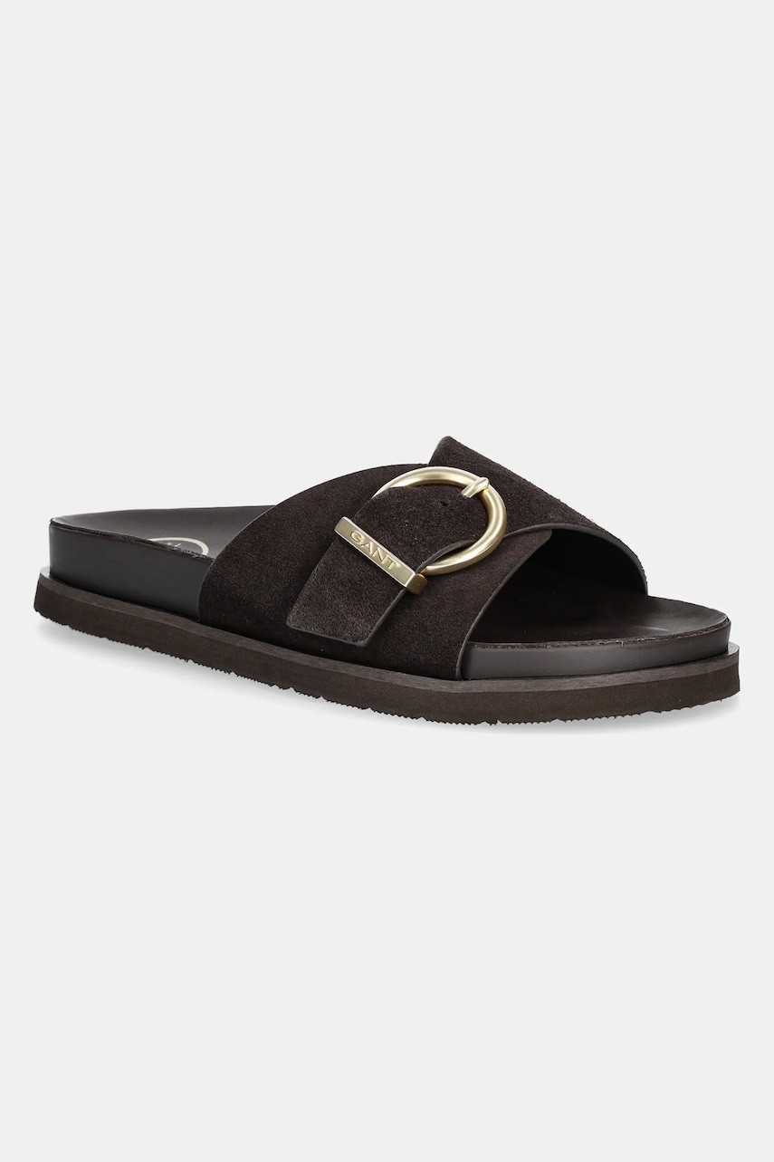 Gant papuci din piele Mardale femei, culoarea maro, 30503936.G462