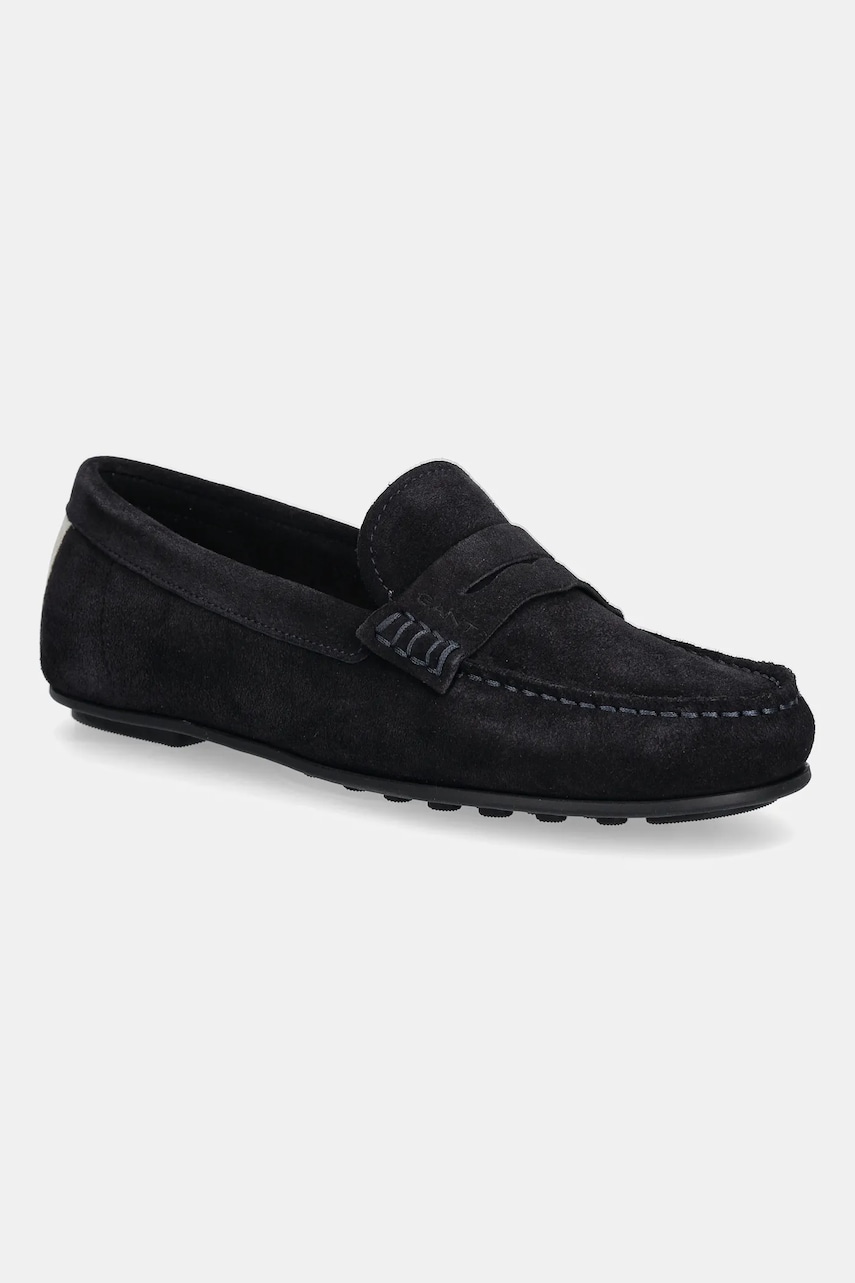 Gant mocasini din piele întoarsă Seabaya culoarea bleumarin, cu toc plat, 30573932.G69