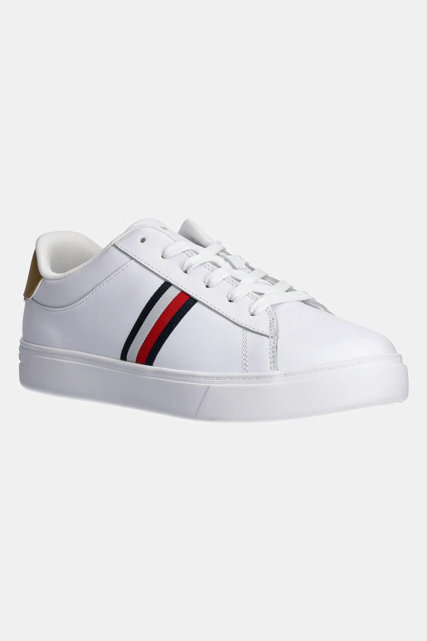 Levně Kožené sneakers boty Tommy Hilfiger ESSENTIAL COURT SNEAKER STRPS bílá barva, FW0FW08321