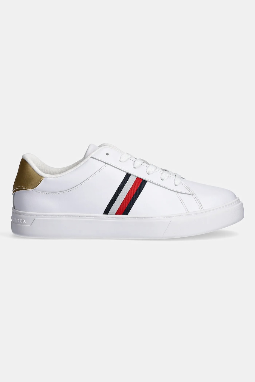 Кожаные кроссовки Tommy Hilfiger ESSENTIAL COURT SNEAKER STRPS цвет белый FW0FW08321 Кожаные кроссовки Tommy Hilfiger ESSENTIAL COURT SNEAKER STRPS цвет белый FW0FW08321