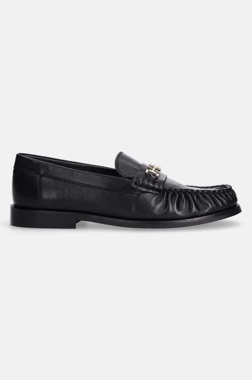 Кожаные мокасины Tommy Hilfiger SOFT LEATHER HORSEBIT LOAFER женские цвет чёрный на плоском ходу FW0FW08414 Кожаные мокасины Tommy Hilfiger SOFT LEATHER HORSEBIT LOAFER женские цвет чёрный на плоском ходу FW0FW08414