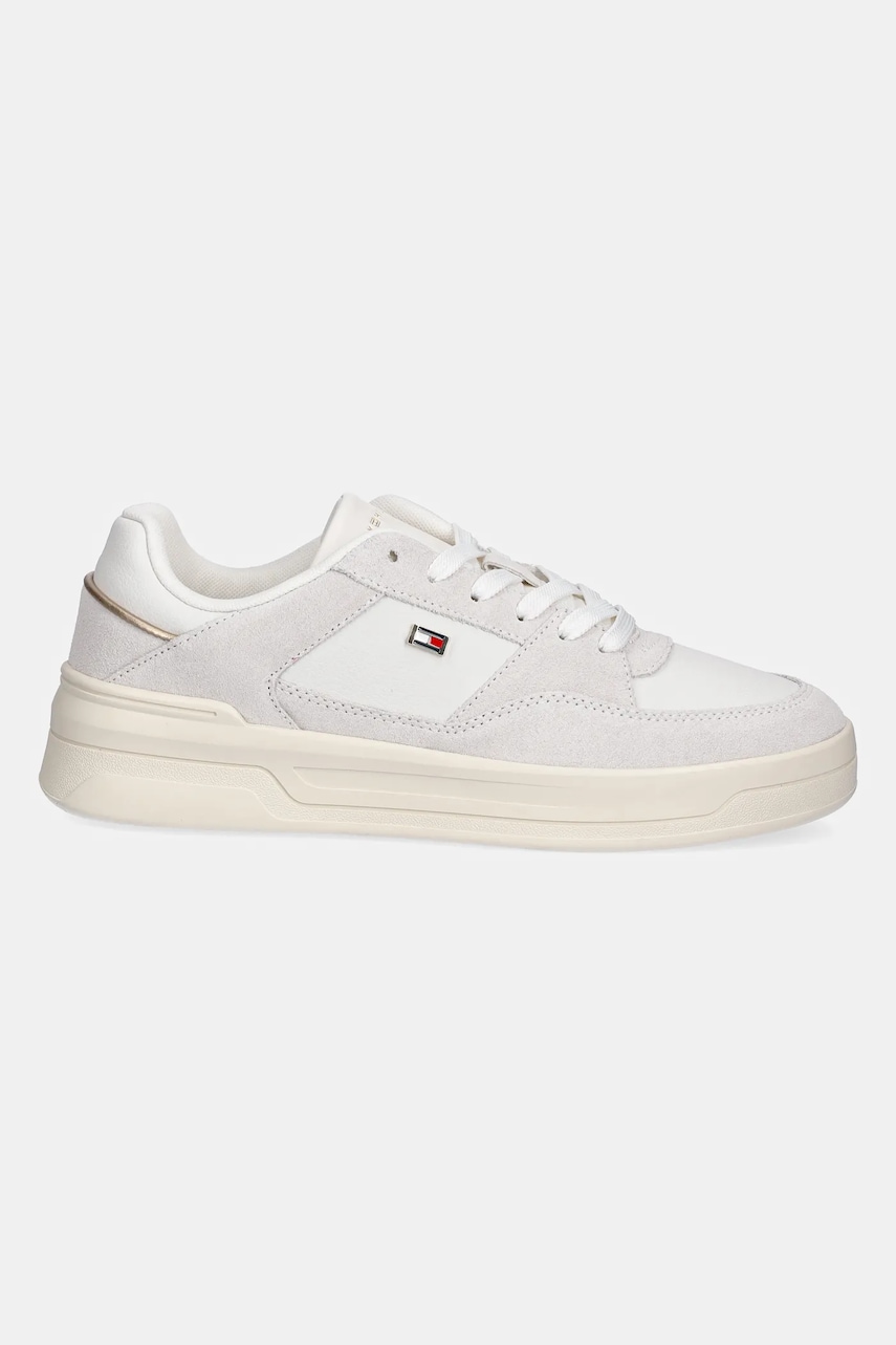 Кожаные кроссовки Tommy Hilfiger ESSENTIAL BASKET SNEAKER цвет бежевый FW0FW08456 Кожаные кроссовки Tommy Hilfiger ESSENTIAL BASKET SNEAKER цвет бежевый FW0FW08456