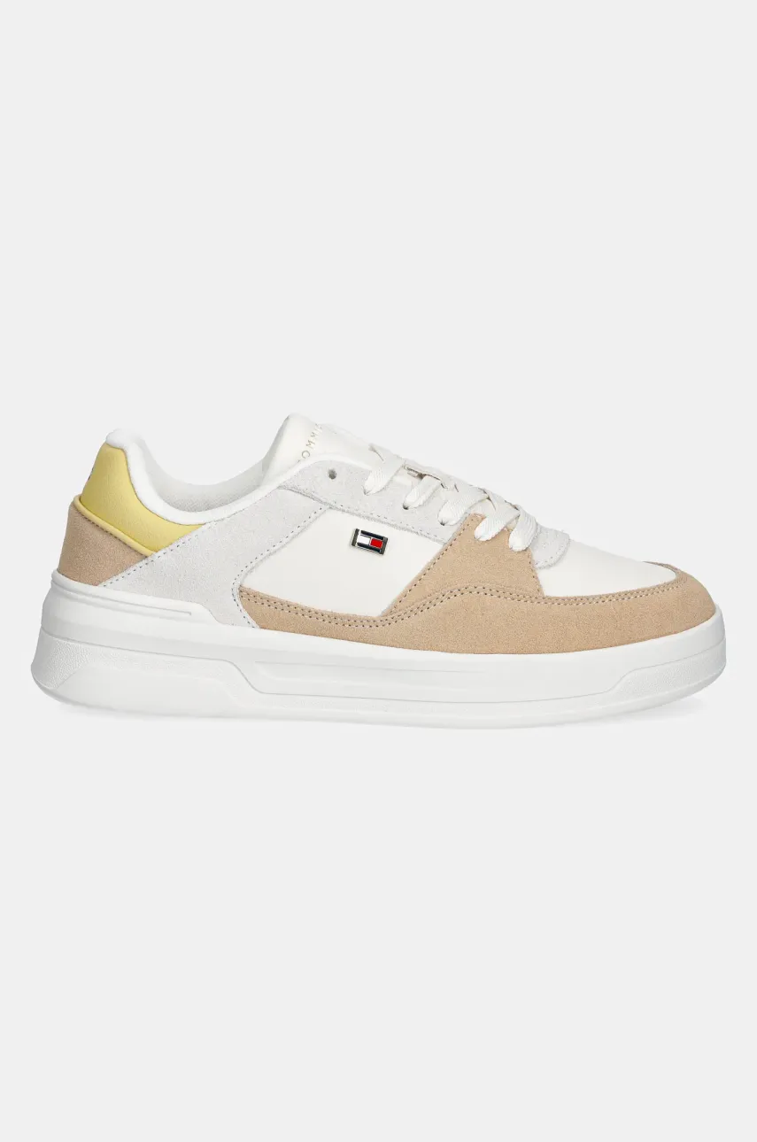 Шкіряні кросівки Tommy Hilfiger ESSENTIAL BASKET SNEAKER колір бежевий FW0FW08456