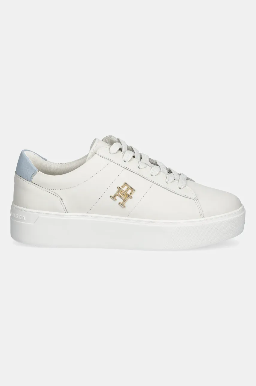 Кожаные кроссовки Tommy Hilfiger PLATFORM COURT SNEAKER женские цвет белый FW0FW08464 Кожаные кроссовки Tommy Hilfiger PLATFORM COURT SNEAKER женские цвет белый FW0FW08464