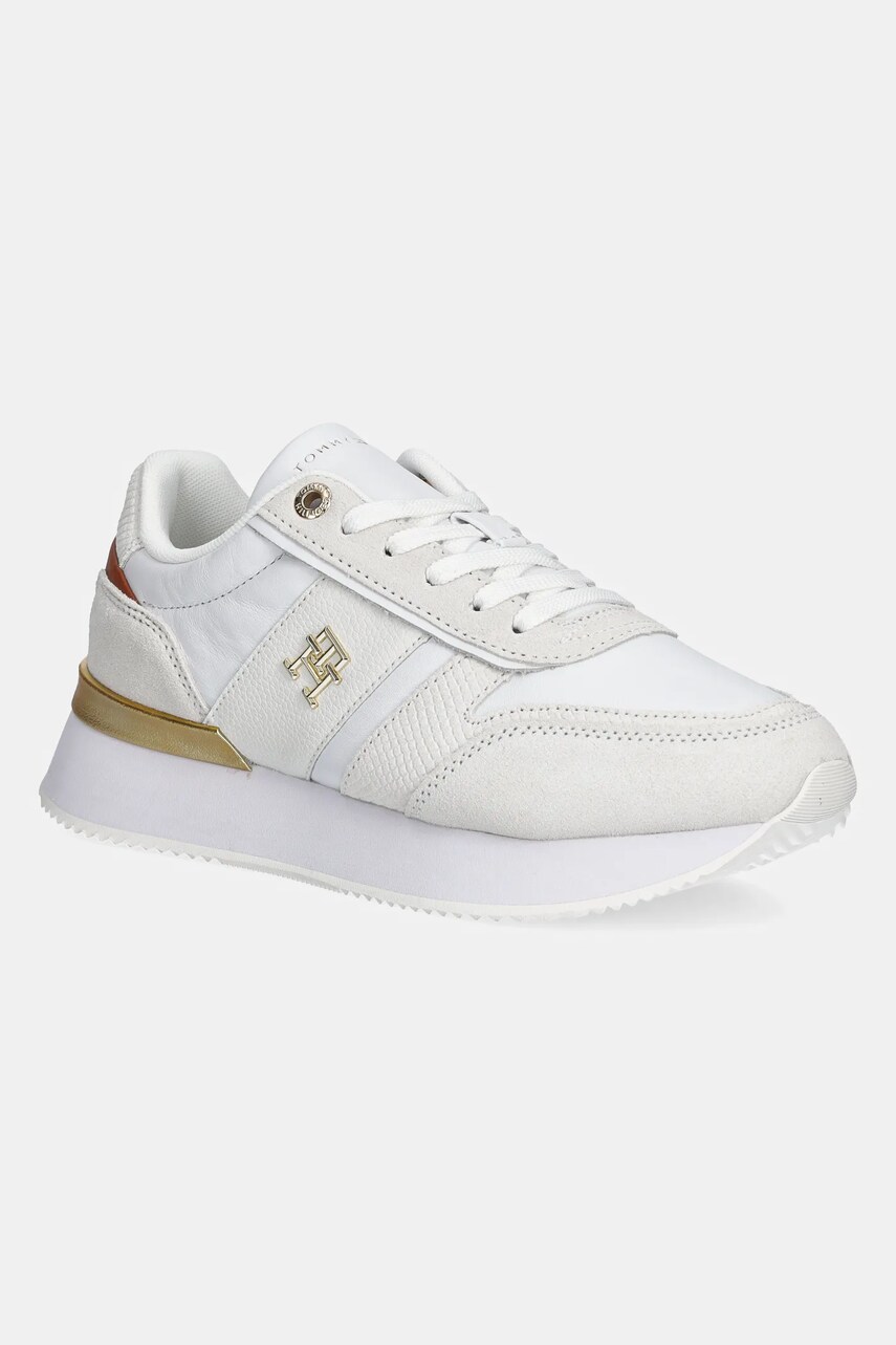 Levně Kožené sneakers boty Tommy Hilfiger TH FASHION RUNNER bílá barva, FW0FW08475