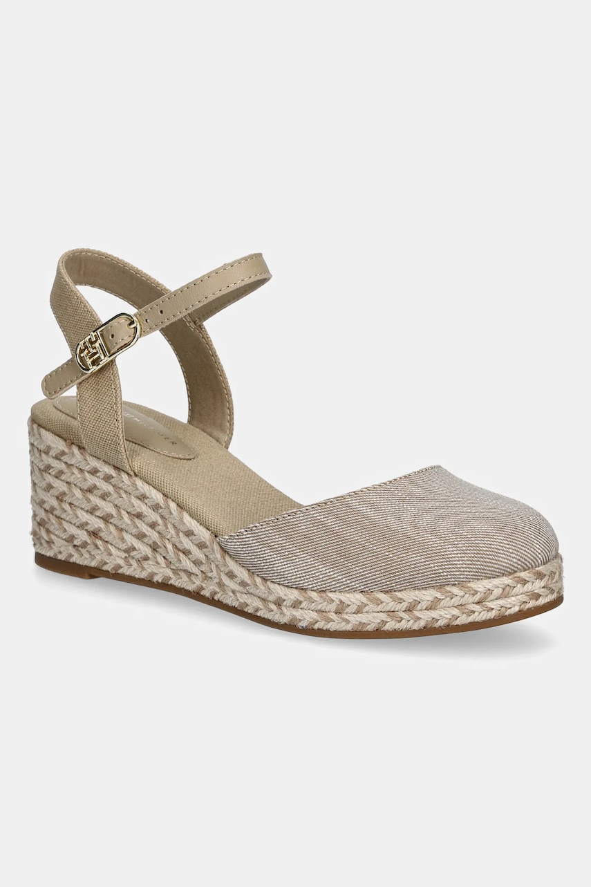 Tommy Hilfiger espadryle CHAMBRAY MID WEDGE ESPAD kolor beżowy na koturnie FW0FW08477