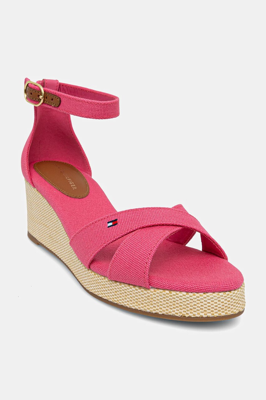 Levně Sandály Tommy Hilfiger FLAG CRISS-CROS MID WEDGE ESPAD růžová barva, FW0FW08481