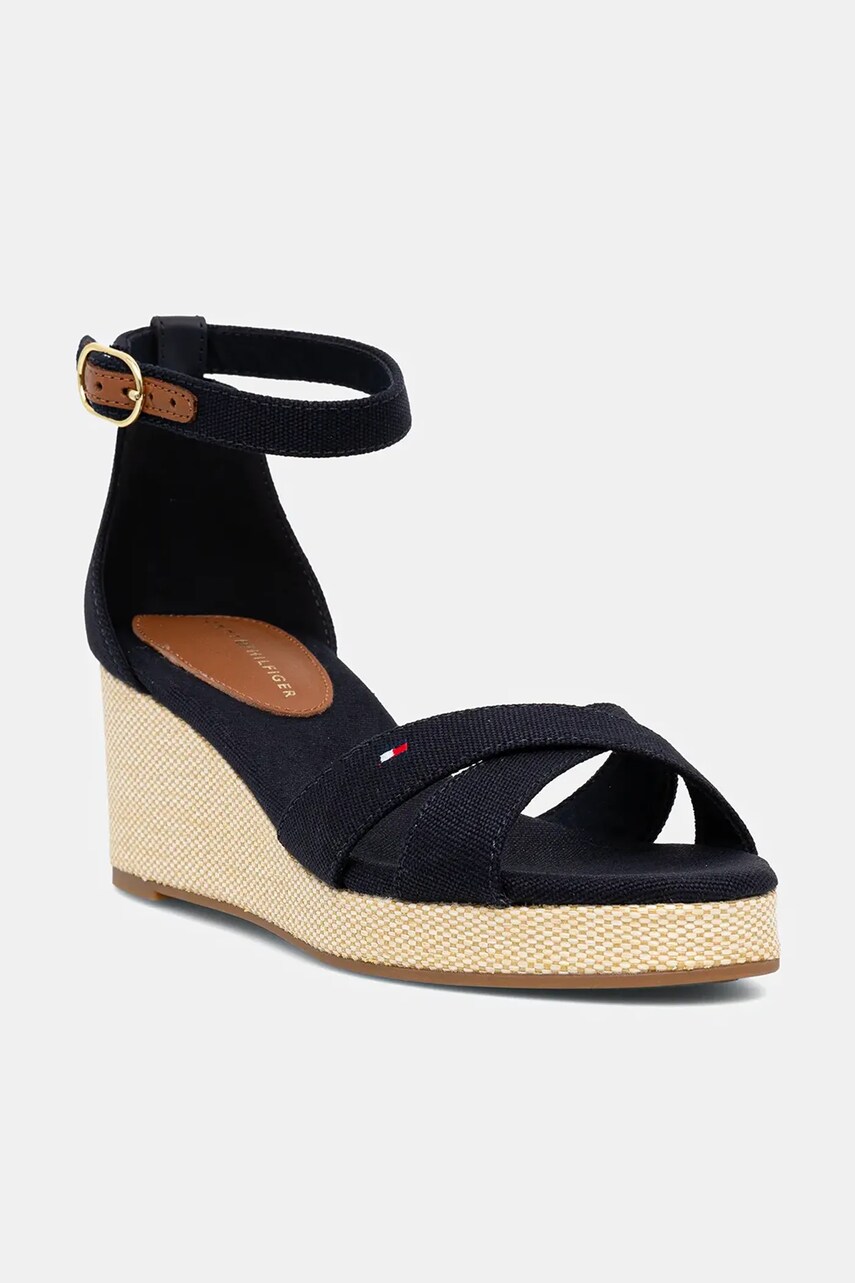 Levně Sandály Tommy Hilfiger FLAG CRISS-CROS MID WEDGE ESPAD tmavomodrá barva, FW0FW08481
