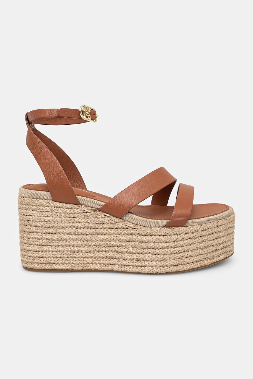 Кожаные сандалии Tommy Hilfiger ANKLE STRAP LEATHER PLATFORM цвет коричневый FW0FW08497 Кожаные сандалии Tommy Hilfiger ANKLE STRAP LEATHER PLATFORM цвет коричневый FW0FW08497