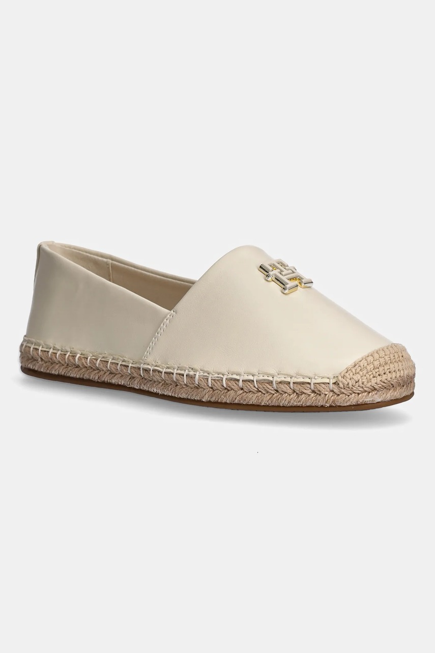 Levně Kožené espadrilky Tommy Hilfiger TH LOGO LEATHER ESPADRILLE béžová barva, FW0FW08540