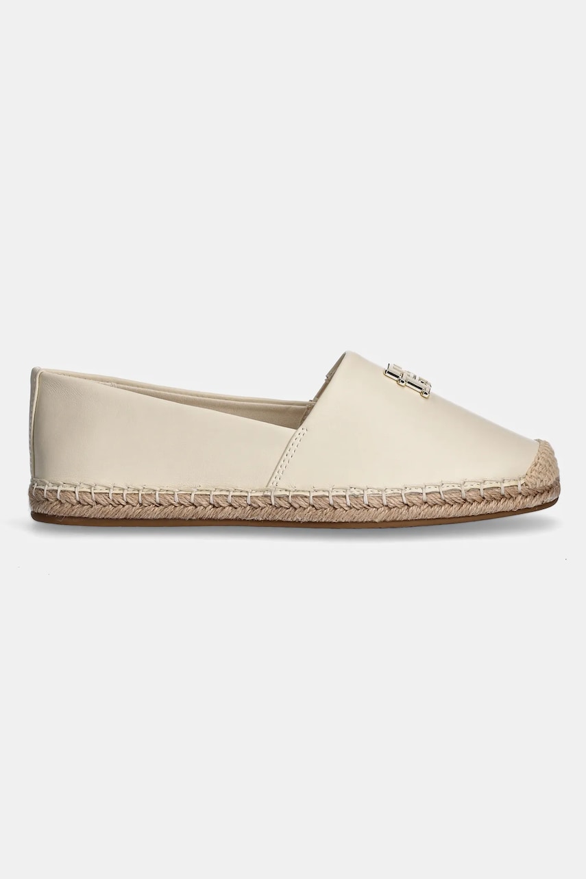 Кожаные эспадрильи Tommy Hilfiger TH LOGO LEATHER ESPADRILLE цвет бежевый FW0FW08540 Кожаные эспадрильи Tommy Hilfiger TH LOGO LEATHER ESPADRILLE цвет бежевый FW0FW08540