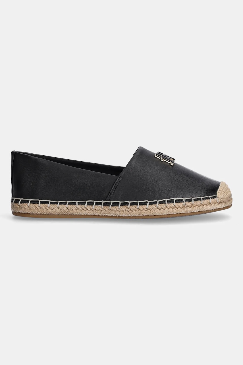 Кожаные эспадрильи Tommy Hilfiger TH LOGO LEATHER ESPADRILLE цвет чёрный FW0FW08540 Кожаные эспадрильи Tommy Hilfiger TH LOGO LEATHER ESPADRILLE цвет чёрный FW0FW08540