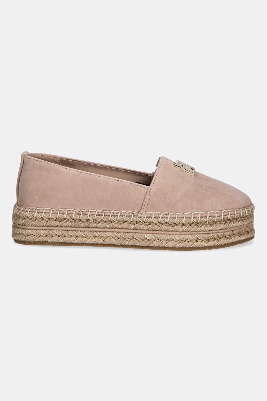 Замшевые эспадрильи Tommy Hilfiger SUEDE PLATFORM ESPADRILLE цвет бежевый на платформе FW0FW08586 Замшевые эспадрильи Tommy Hilfiger SUEDE PLATFORM ESPADRILLE цвет бежевый на платформе FW0FW08586