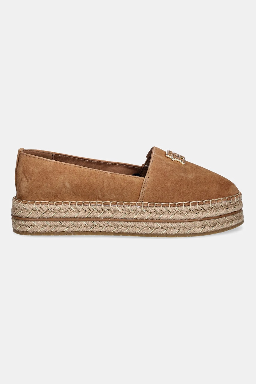 Замшевые эспадрильи Tommy Hilfiger SUEDE PLATFORM ESPADRILLE цвет коричневый на платформе FW0FW08586 Замшевые эспадрильи Tommy Hilfiger SUEDE PLATFORM ESPADRILLE цвет коричневый на платформе FW0FW08586