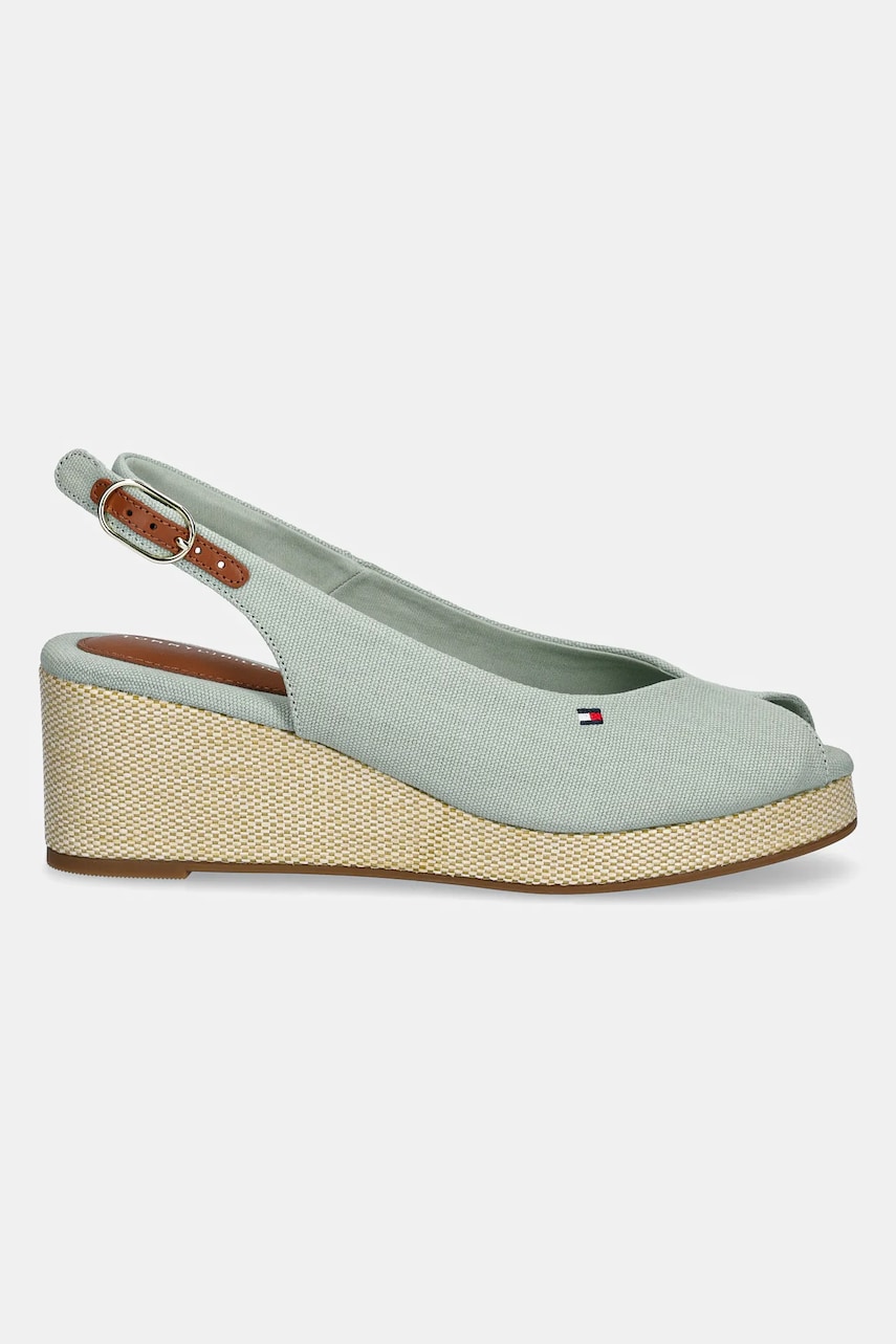 Сандалии Tommy Hilfiger FLAG MID WEDGE ESPAD SLINGBACK цвет зелёный FW0FW08595 Сандалии Tommy Hilfiger FLAG MID WEDGE ESPAD SLINGBACK цвет зелёный FW0FW08595