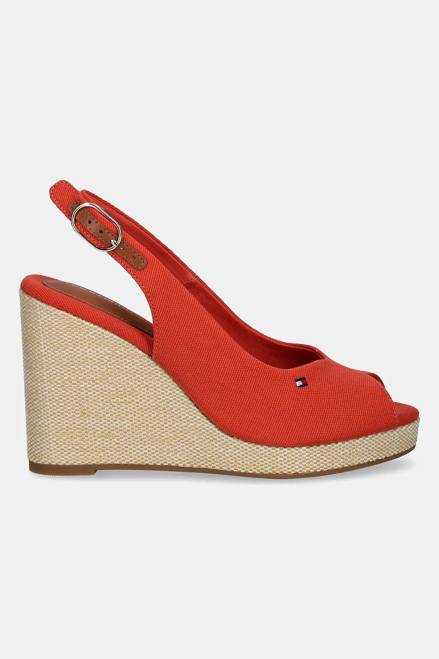 Сандалии Tommy Hilfiger FLAG HIGH WEDGE ESPAD SLINGBACK цвет красный FW0FW08597 Сандалии Tommy Hilfiger FLAG HIGH WEDGE ESPAD SLINGBACK цвет красный FW0FW08597