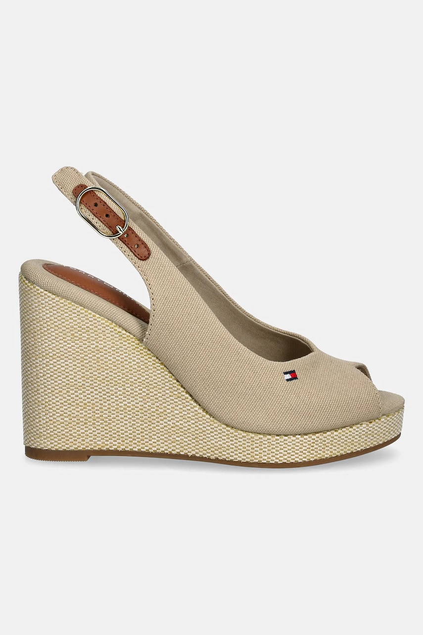 Сандалии Tommy Hilfiger FLAG HIGH WEDGE ESPAD SLINGBACK цвет бежевый FW0FW08597 Сандалии Tommy Hilfiger FLAG HIGH WEDGE ESPAD SLINGBACK цвет бежевый FW0FW08597