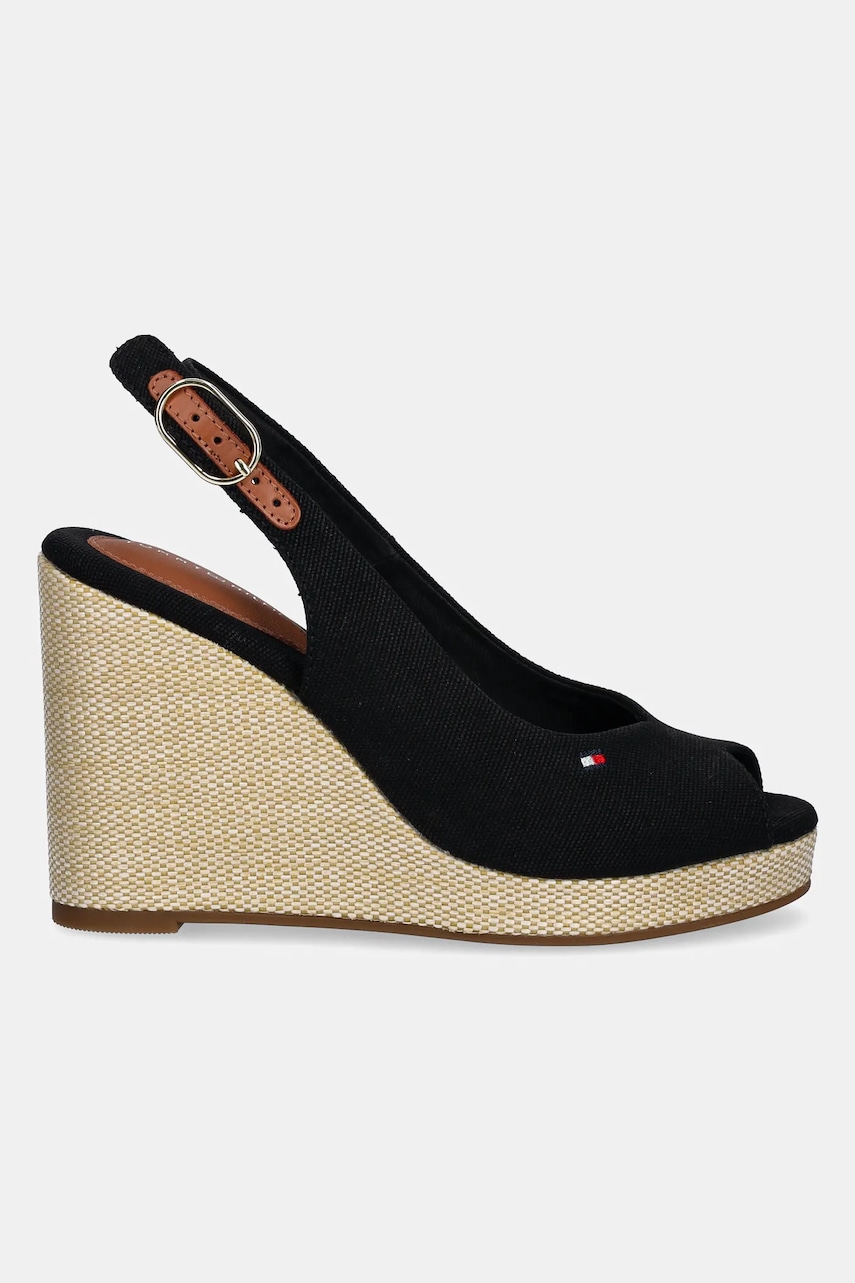 Сандалии Tommy Hilfiger FLAG HIGH WEDGE ESPAD SLINGBACK цвет чёрный FW0FW08597 Сандалии Tommy Hilfiger FLAG HIGH WEDGE ESPAD SLINGBACK цвет чёрный FW0FW08597