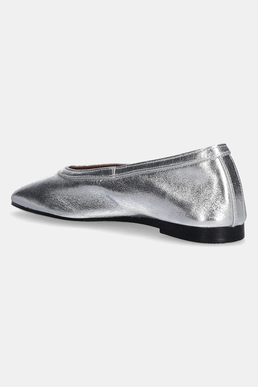 Шкіряні балетки Tommy Hilfiger SOFT METAL LTHR BALLERINA NO BOW колір срібний  FW0FW08601 