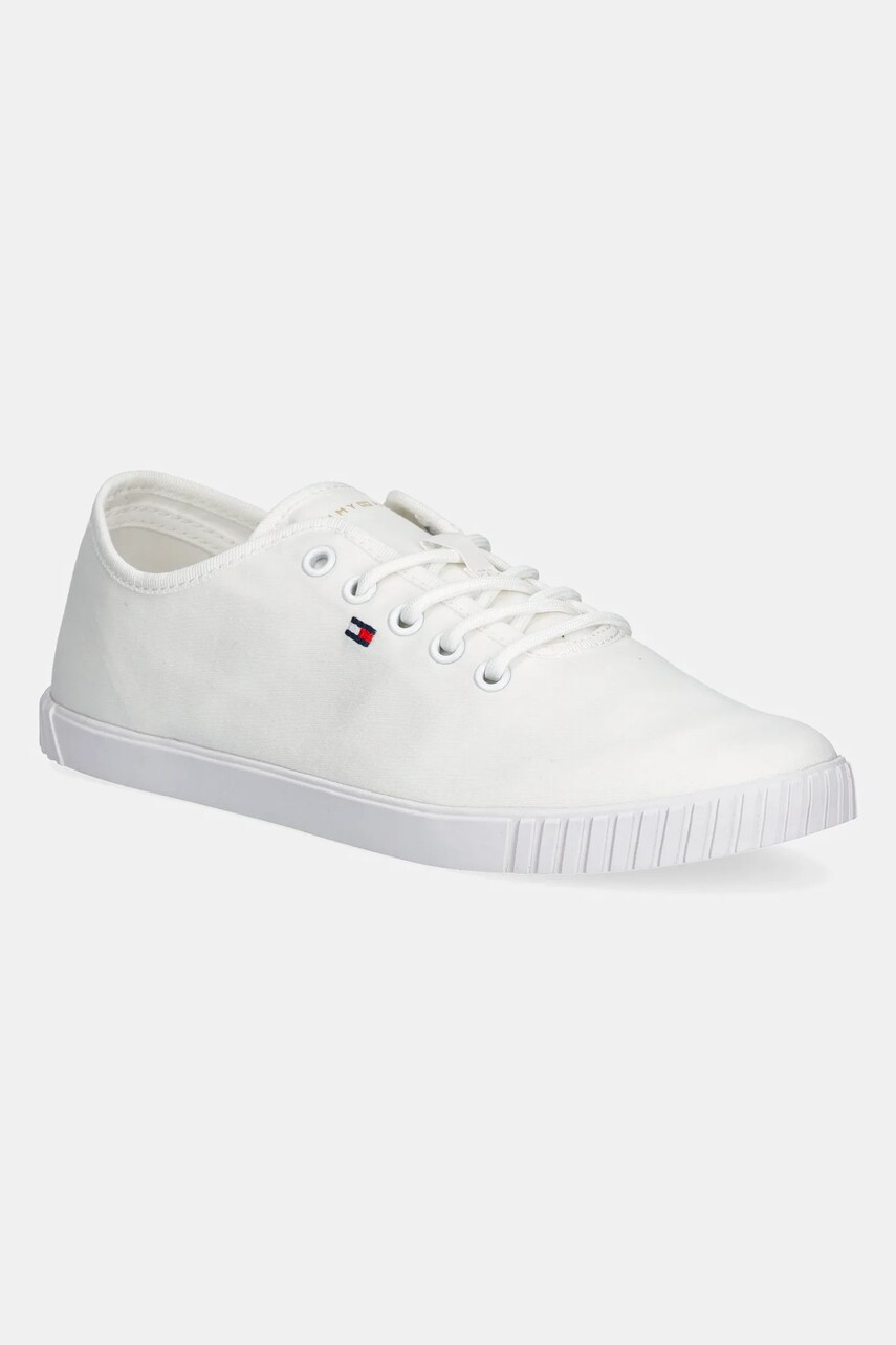 Levně Tenisky Tommy Hilfiger CANVAS LACE UP SNEAKER bílá barva, FW0FW08641
