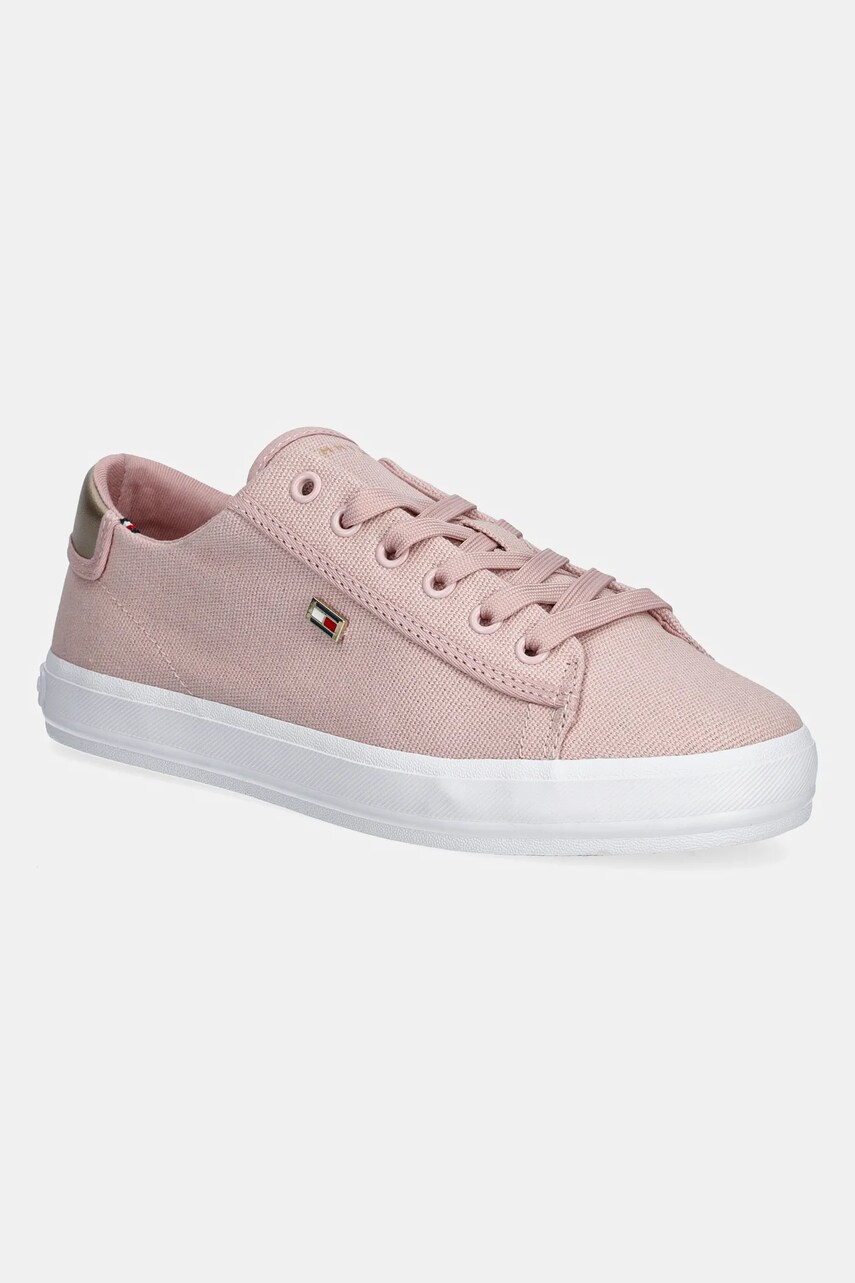 Levně Tenisky Tommy Hilfiger VULC CANVAS LACE UP SNEAKER růžová barva, FW0FW08647