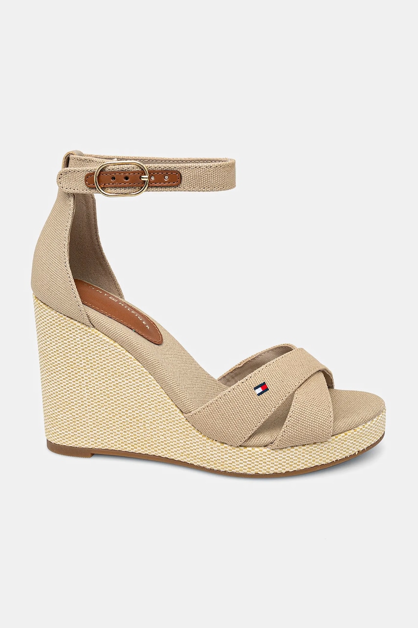 Сандалии Tommy Hilfiger FLAG HIGH WEDGE ESPAD CRISSCROSS цвет бежевый FW0FW08661 Сандалии Tommy Hilfiger FLAG HIGH WEDGE ESPAD CRISSCROSS цвет бежевый FW0FW08661