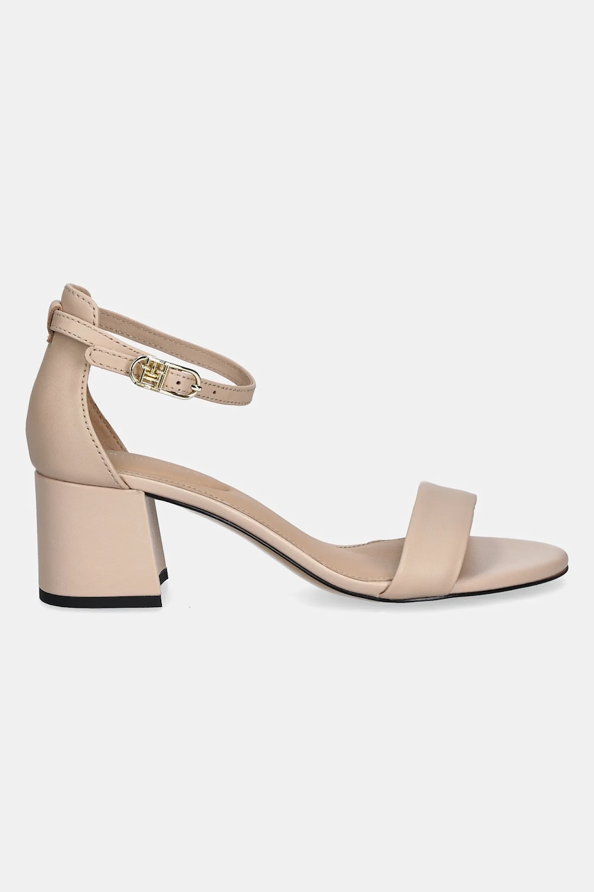 Кожаные сандалии Tommy Hilfiger LEATHER ANKLE STRAP HEEL SANDAL цвет бежевый FW0FW08673 Кожаные сандалии Tommy Hilfiger LEATHER ANKLE STRAP HEEL SANDAL цвет бежевый FW0FW08673
