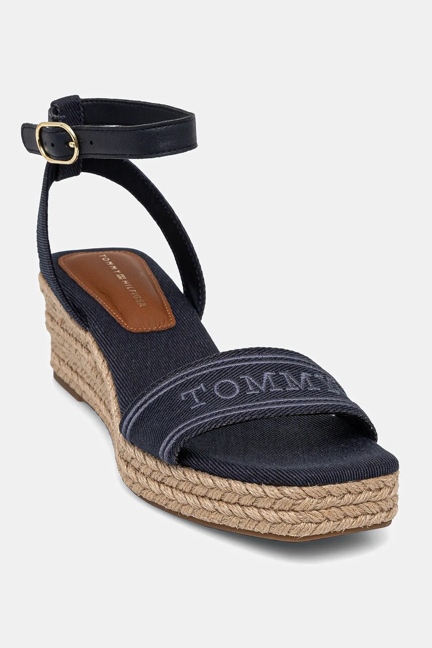 Levně Sandály Tommy Hilfiger TOMMY HILFIGER ESPAD MID WEDGE tmavomodrá barva, FW0FW08805