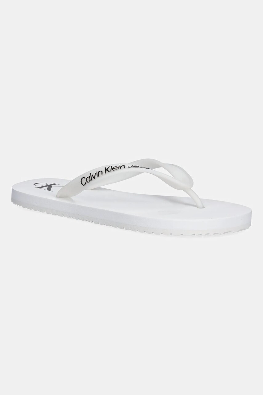 Levně Žabky Calvin Klein Jeans BEACH SANDAL TRANSPARENT TPU dámské, bílá barva, na plochém podpatku, YW0YW01829