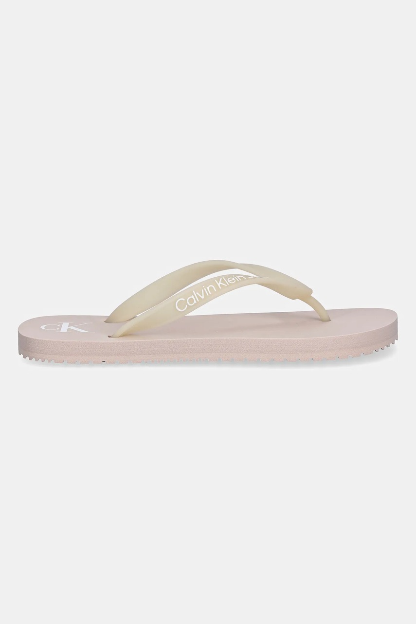Вьетнамки Calvin Klein Jeans BEACH SANDAL TRANSPARENT TPU цвет бежевый на плоском ходу YW0YW01829