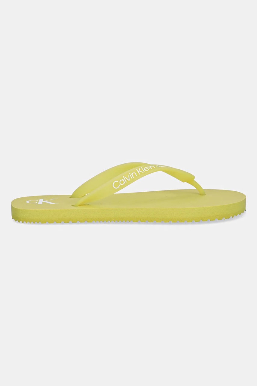 Вьетнамки Calvin Klein Jeans BEACH SANDAL TRANSPARENT TPU цвет зелёный на плоском ходу YW0YW01829