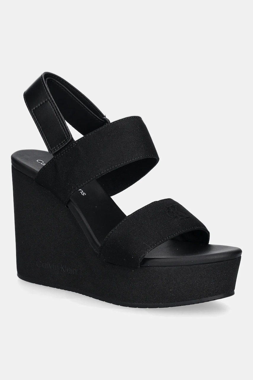 Levně Sandály Calvin Klein Jeans WEDGE SANDAL WEBBING IN černá barva, YW0YW01790