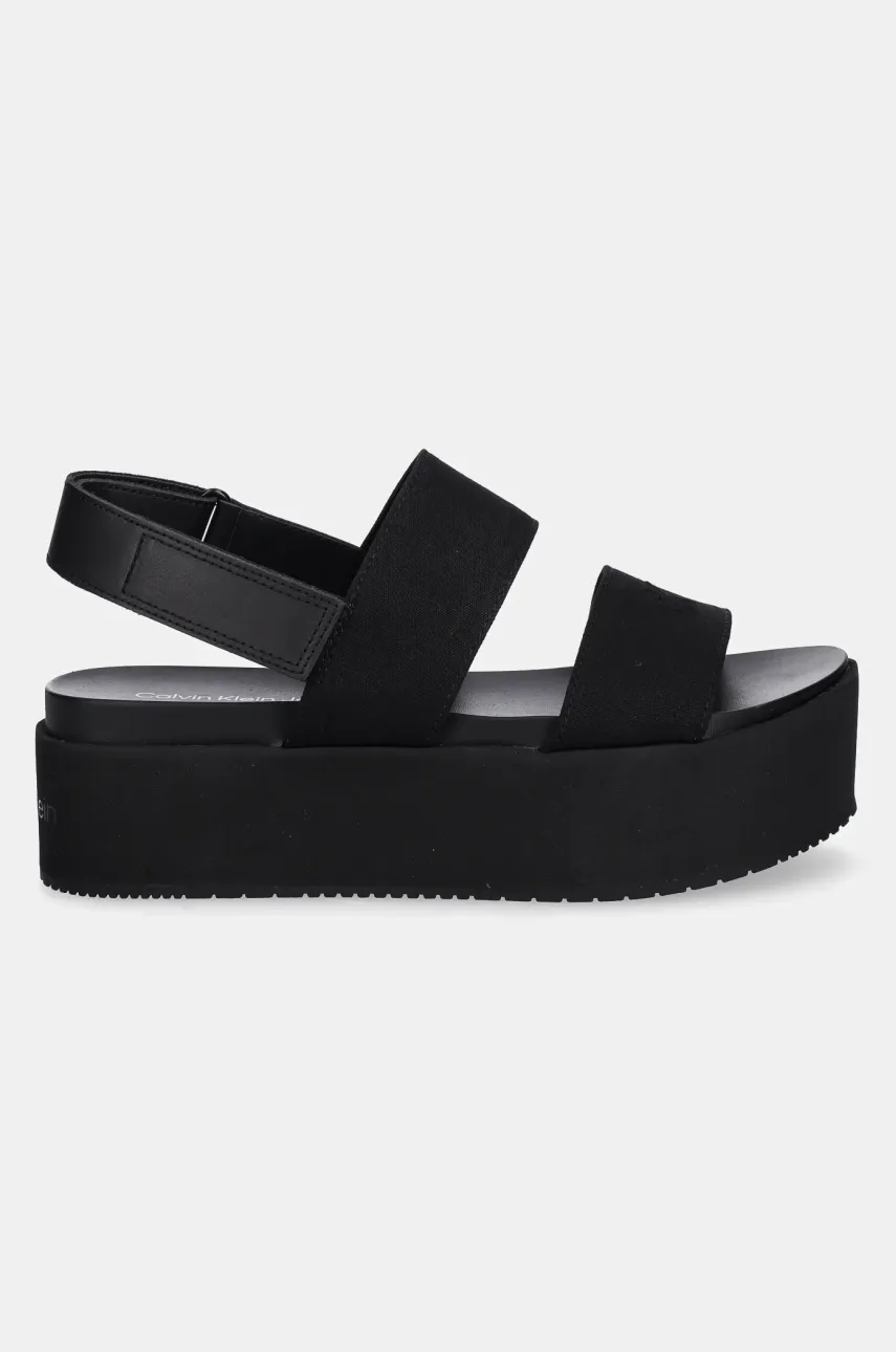 Сандалии Calvin Klein Jeans FLATFORM SANDAL SLING IN женские цвет чёрный на платформе YW0YW01788 Сандалии Calvin Klein Jeans FLATFORM SANDAL SLING IN женские цвет чёрный на платформе YW0YW01788