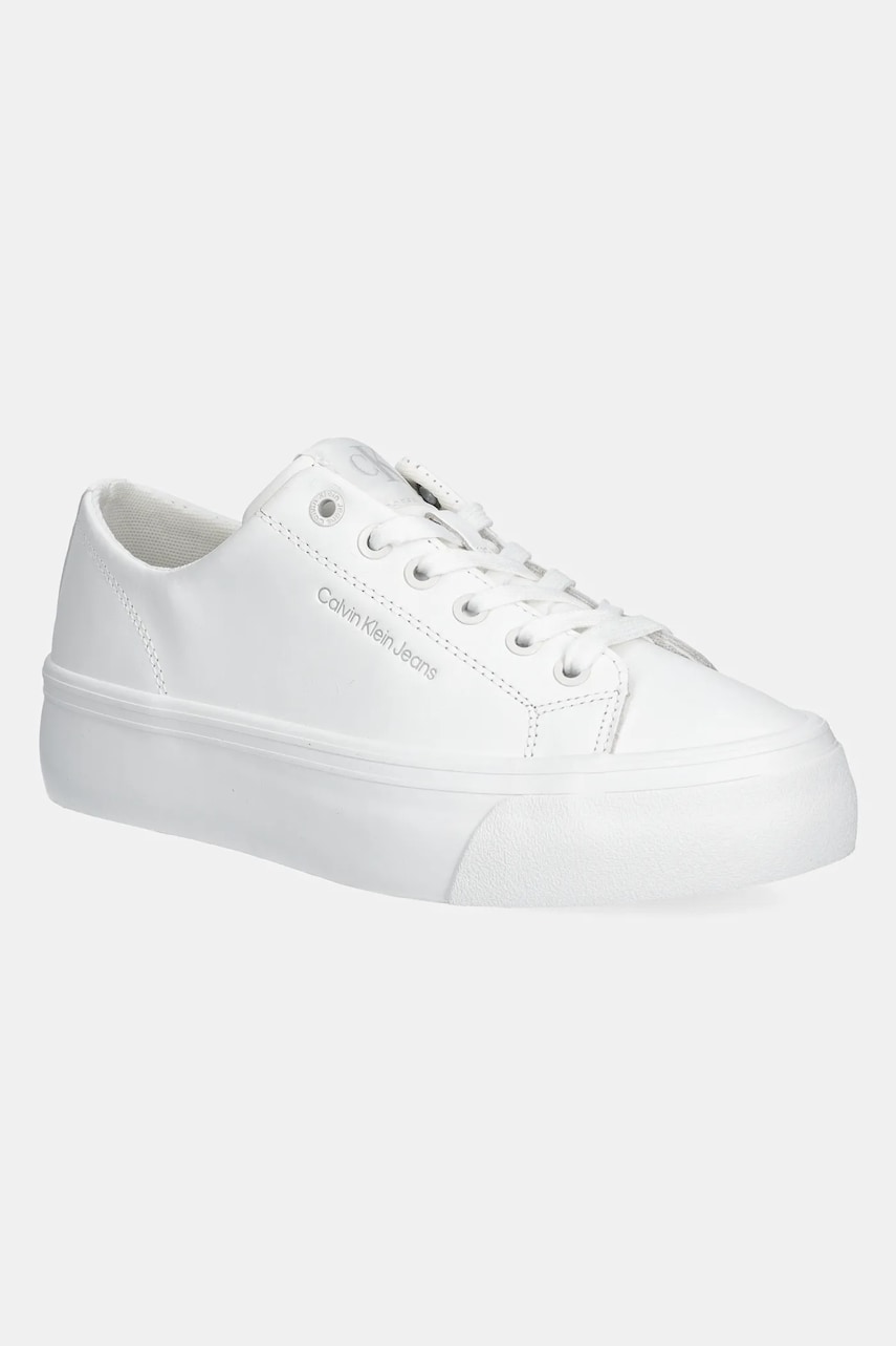 Levně Sneakers boty Calvin Klein Jeans VULC FLATFORM LOW MG LTH bílá barva, YW0YW01771