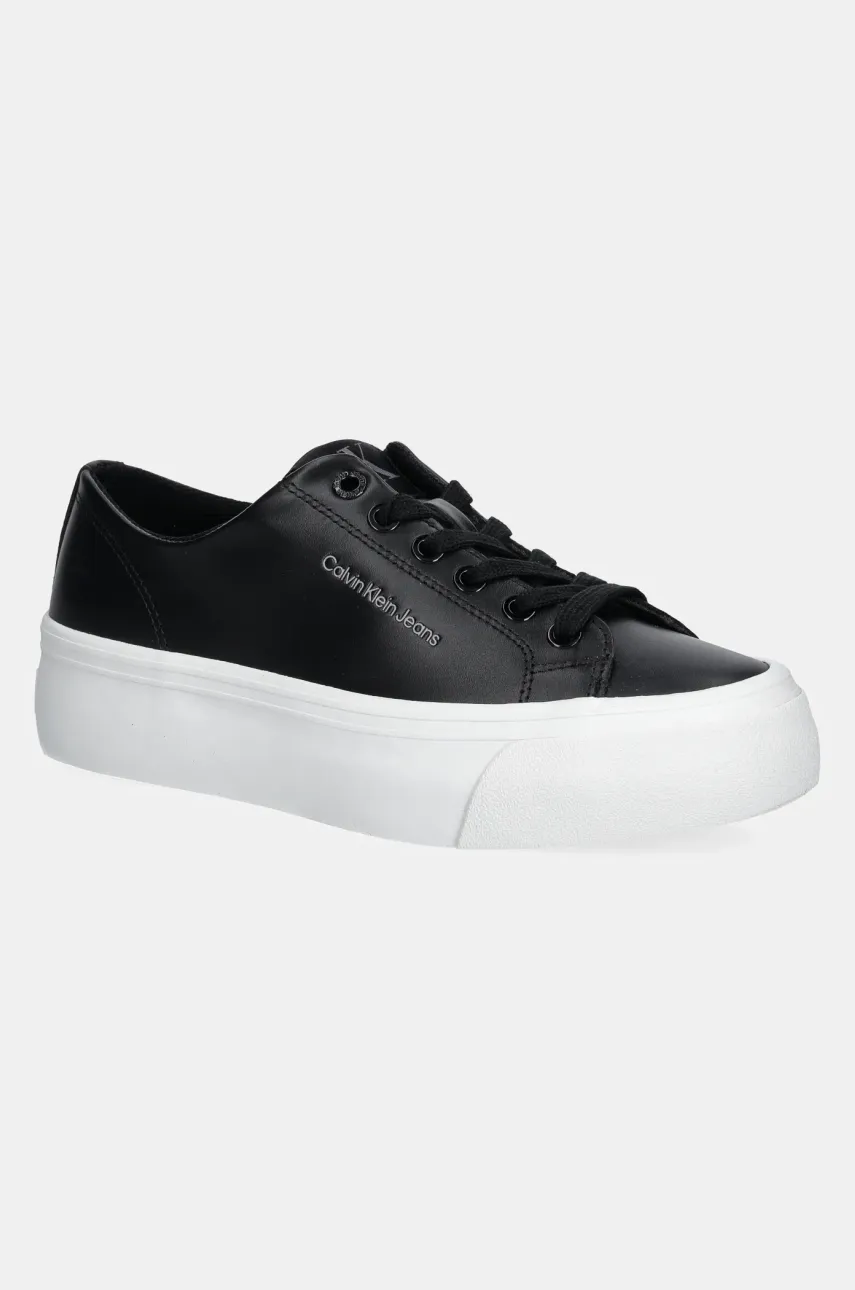 Levně Sneakers boty Calvin Klein Jeans VULC FLATFORM LOW MG LTH černá barva, YW0YW01771