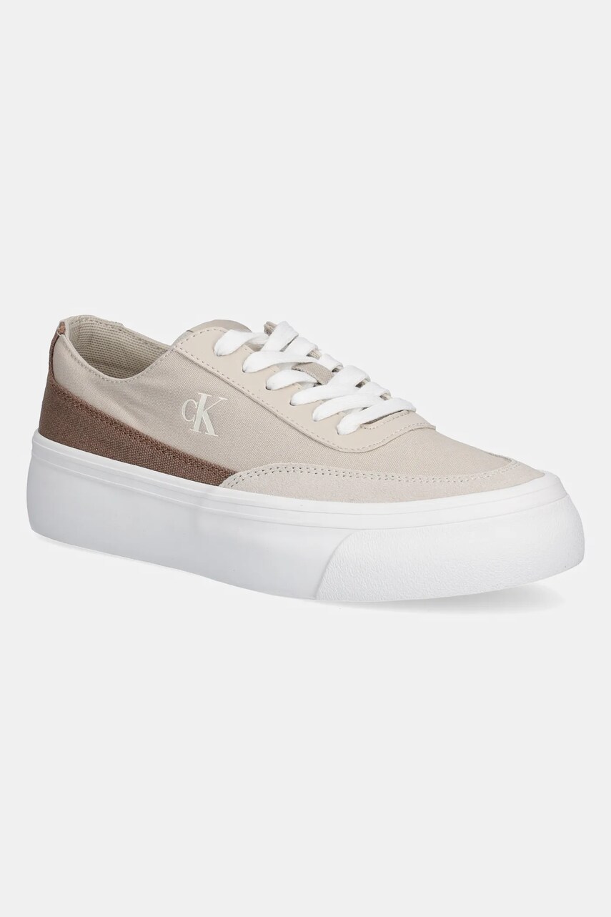 Levně Tenisky Calvin Klein Jeans VULC FLATFORM LOW CV MIX MG béžová barva, YW0YW01770