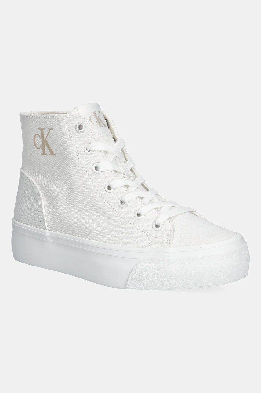 Levně Kecky Calvin Klein Jeans VULC FLATFORM MID CV MG dámské, bílá barva, YW0YW01764