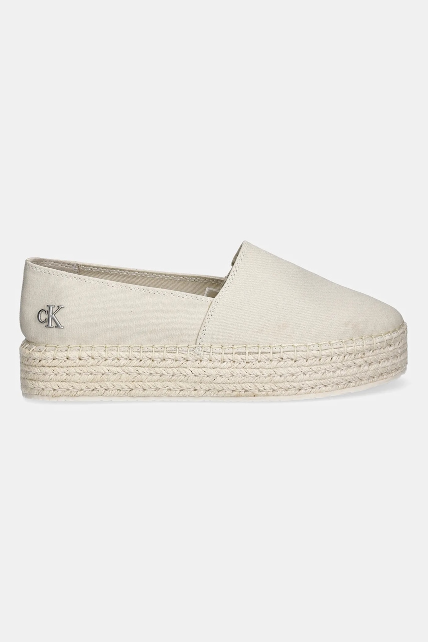 Эспадрильи Calvin Klein Jeans FLATFORM ESPADRILLE MG/HDW цвет бежевый на платформе YW0YW01737 Эспадрильи Calvin Klein Jeans FLATFORM ESPADRILLE MG/HDW цвет бежевый на платформе YW0YW01737