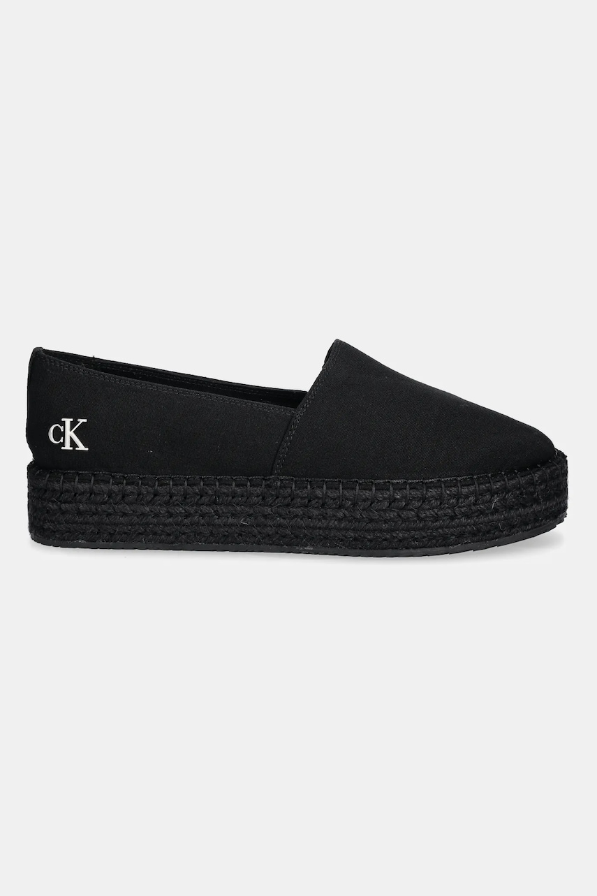 Эспадрильи Calvin Klein Jeans FLATFORM ESPADRILLE MG/HDW цвет чёрный на платформе YW0YW01737 Эспадрильи Calvin Klein Jeans FLATFORM ESPADRILLE MG/HDW цвет чёрный на платформе YW0YW01737